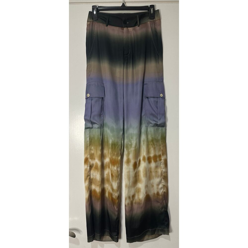 Misa Neri Pants Cerulean Ombre Satin Size XS NWT w/ Flaws Pockets